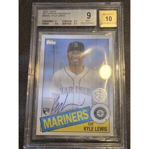2020 Topps Kyle Lewis 1985 Topps Baseball 35th Anniversary Autographs BGS 9